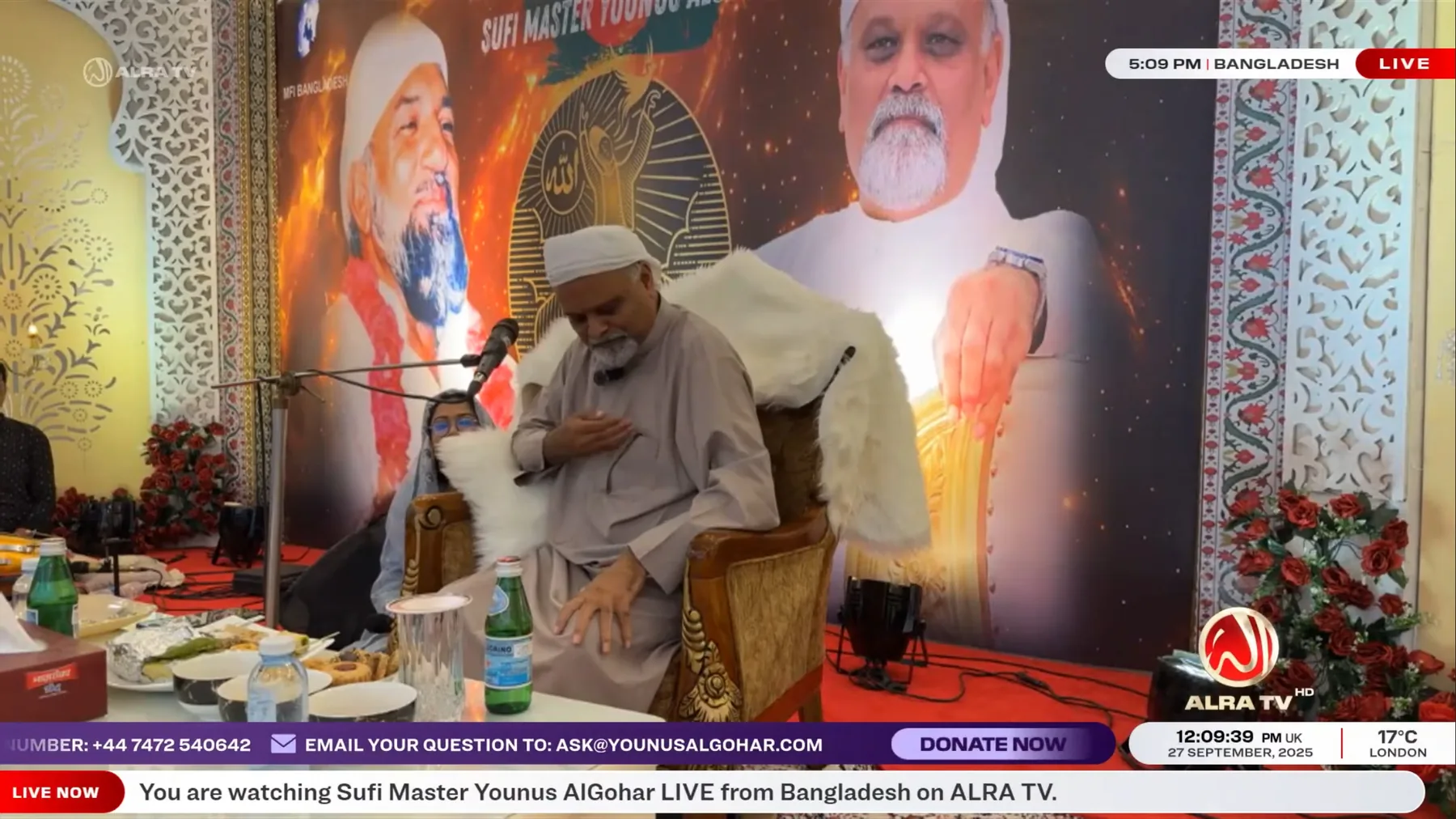 Sufi Master Younus AlGohar addressing a spiritual gathering during the Bangladesh Tour 2025