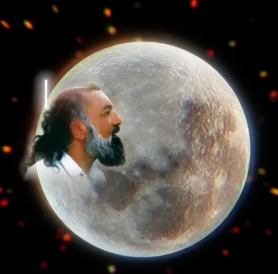 The image of His Divine Eminence Riaz Ahmed Gohar Shahi on the Moon